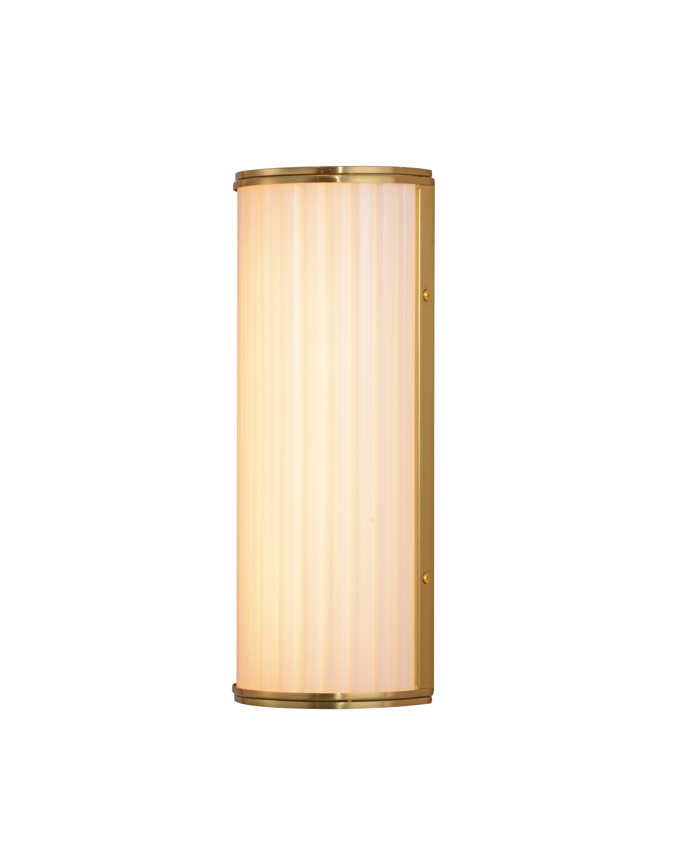 Zylindrische Wandleuchte aus geriffeltem Glas und Messing