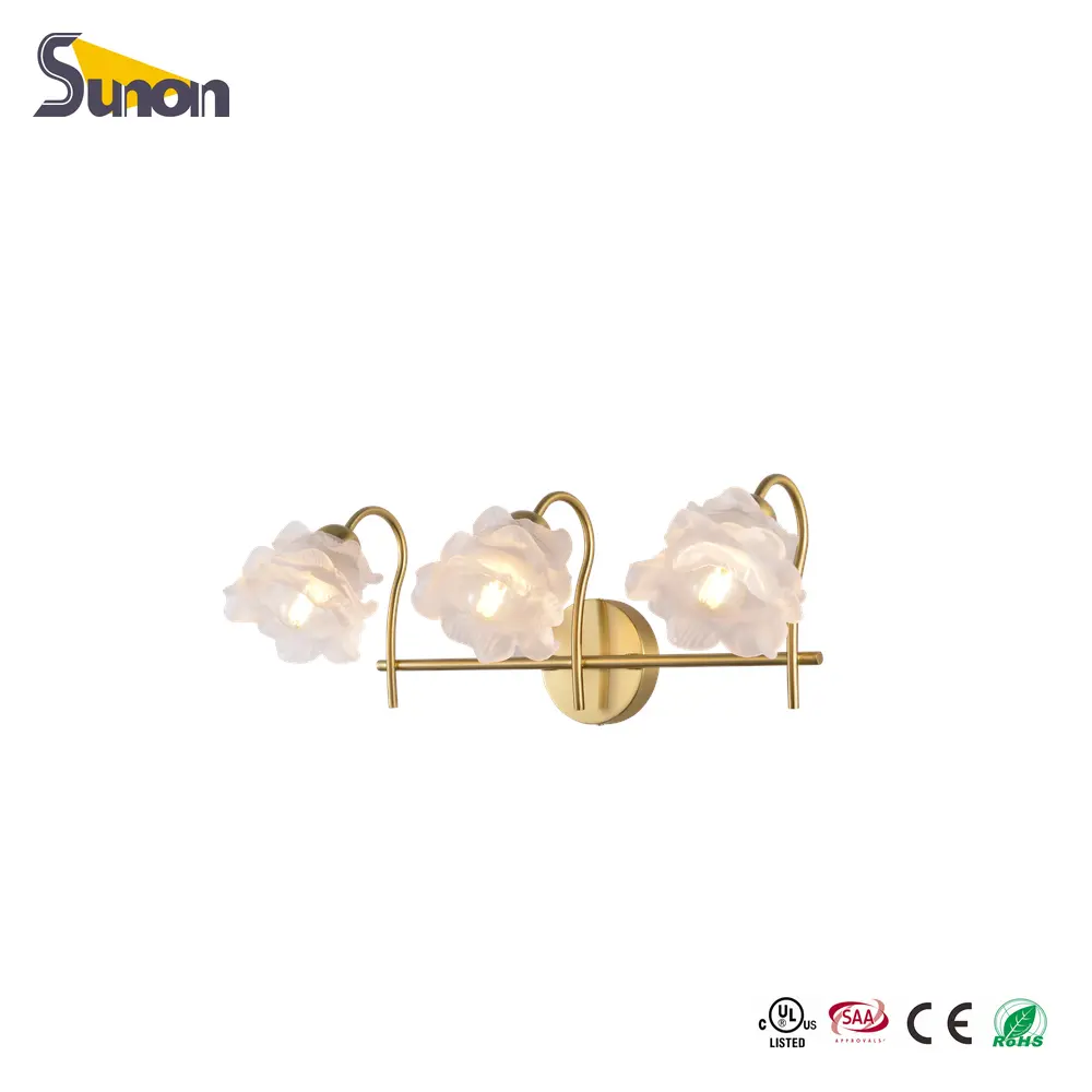 Triple Floral Brass Wall Sconce
