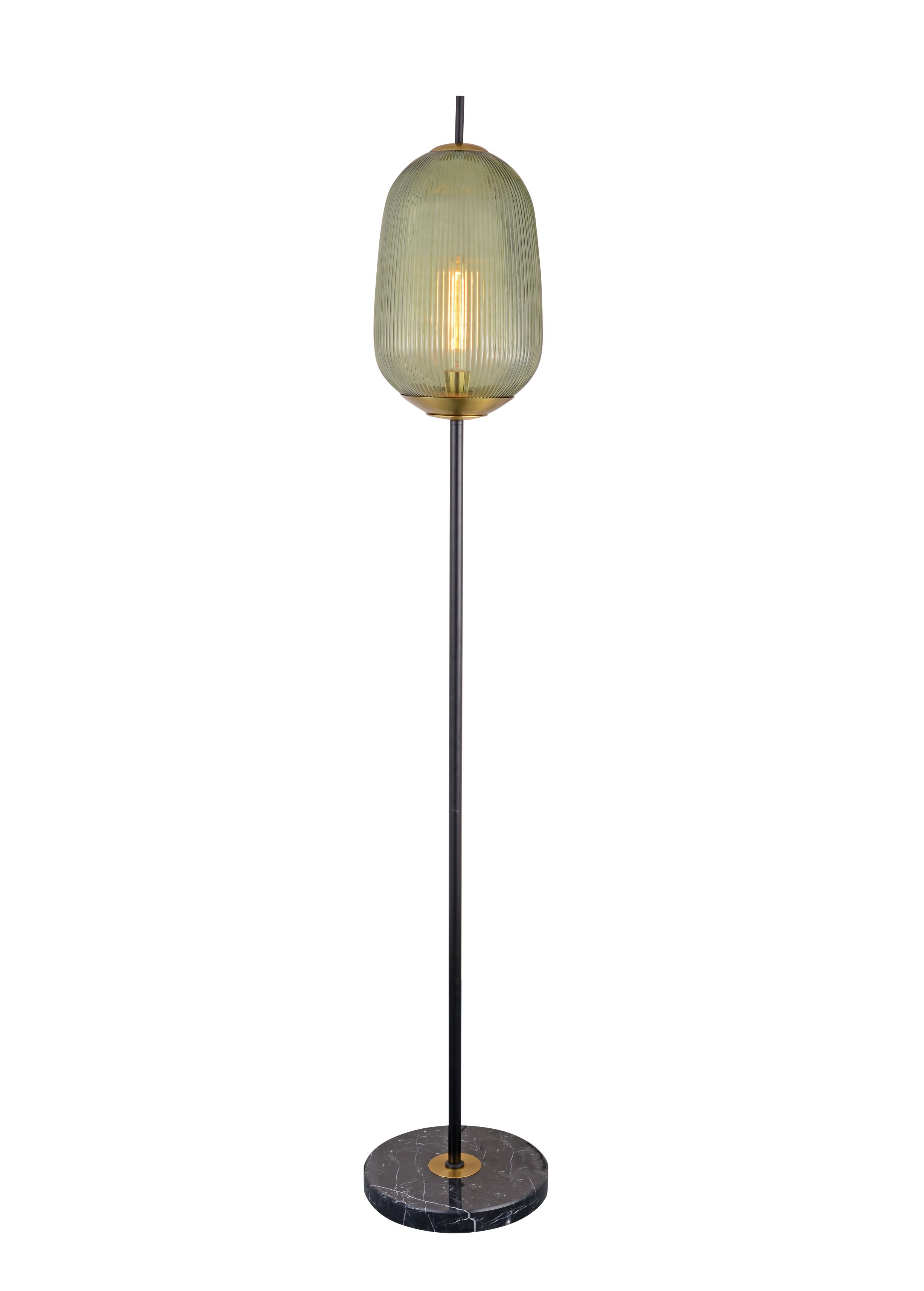 Salbeigrüne Stehlampe aus geripptem Glasmarmor