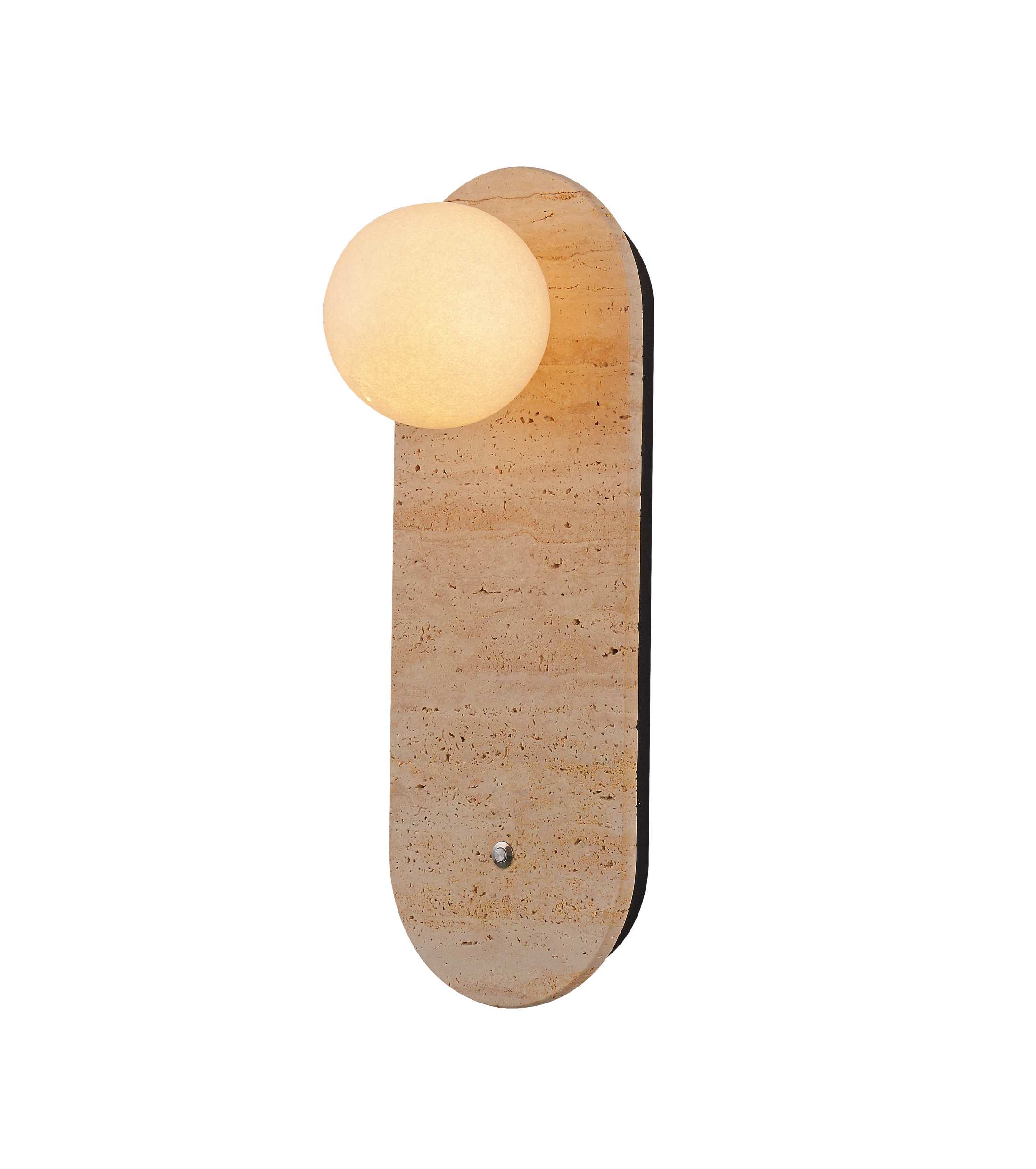 Ovale Globus-Wandleuchte aus Travertin