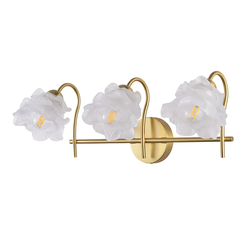 Dreifache Wandleuchte aus Messing mit Blumenmuster